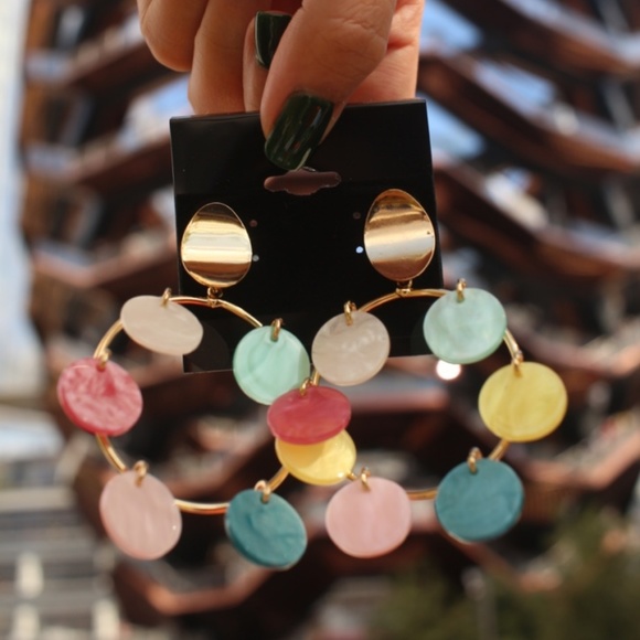 New 925 Large Multi color hoops dangling earrings - Picture 8 of 8